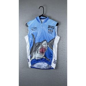 VOmax Cycling Jersey Sleeveless Womens Medium‎ Blue Shark Take A Bite Out Of MS